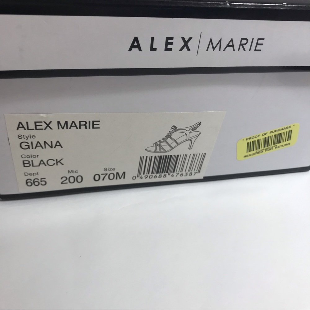Alex Marie Giani Black Satin and Rhinestone Studded Strappy Sandals - Picture 7 of 16